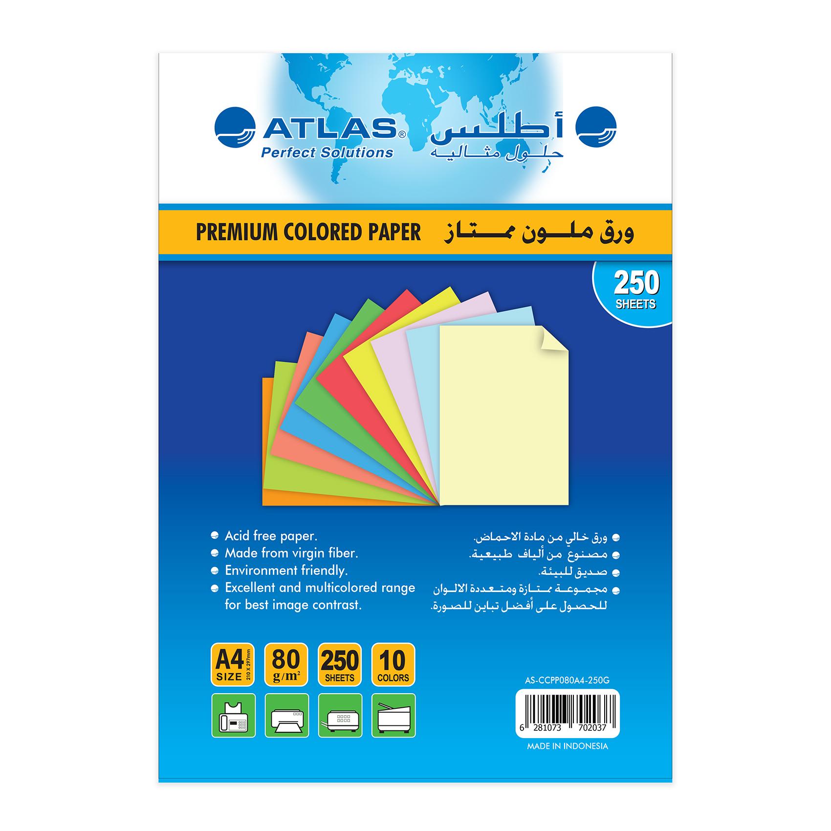 Atlas 10ColorC/P A4/80g 10Pac/Car
