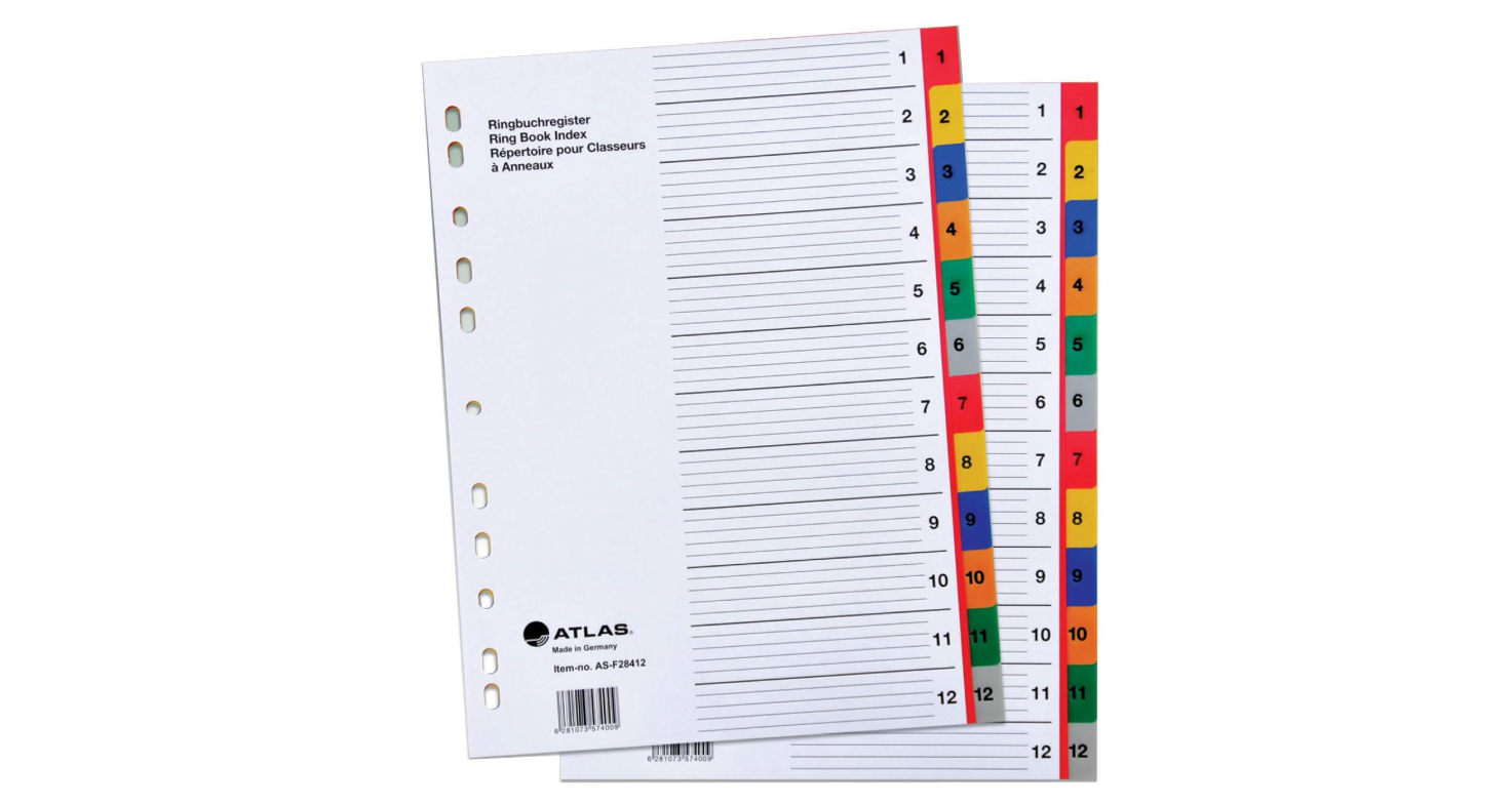 PP Col Divider A4 Jan-Dec Bx=25st