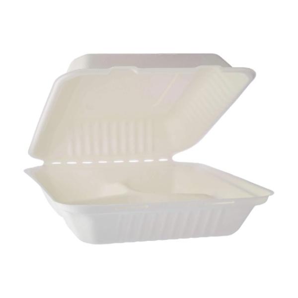 200 Pieces Bio Degradable Lunch Box In 3 Compartment