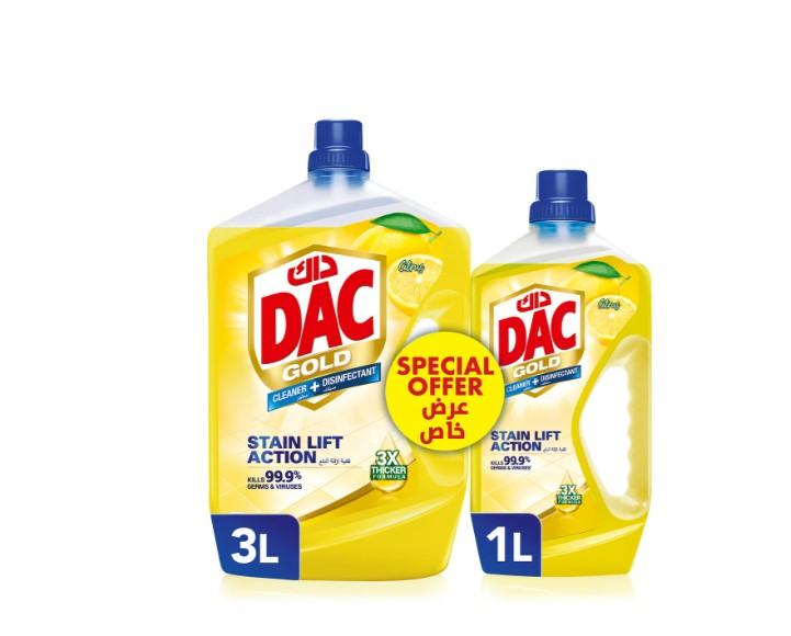 Dac Gold Multi-Purpose Disinfectant & Liquid Cleaner Citrus Burst 3 Litres + 1 Litre
