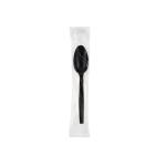 500 Pieces Heavy Duty Spoon Black Plastic Individually Wrap