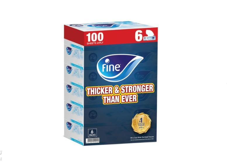 Fine Classic White Sterilized Facial Tissue 2ply 6 x 100 Sheets