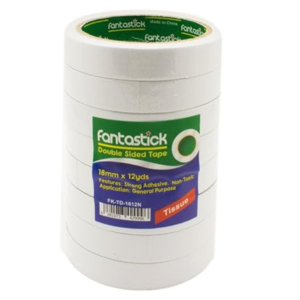 Double sided tape 3/4"x12yards Pk=8