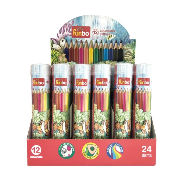 12 Color Pencil Cylinder Dsp Box=24 Sets