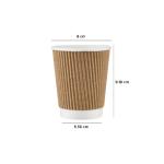 200 Pieces 8 Oz Kraft Ripple Paper Cup With Lid