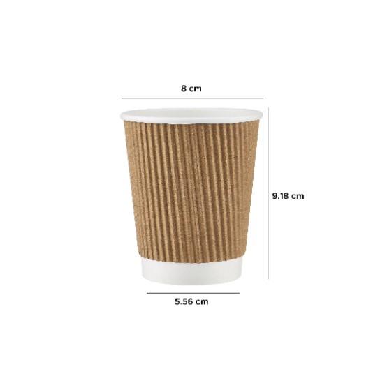 200 Pieces 8 Oz Kraft Ripple Paper Cup With Lid