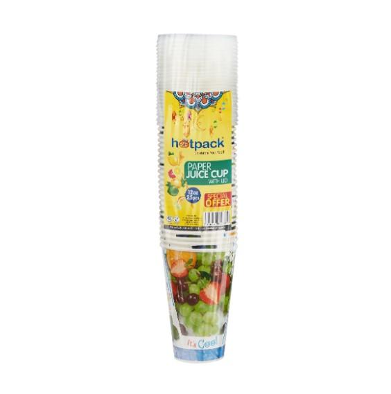 25 Pieces 12 Oz Paper Juice Cup With Lid