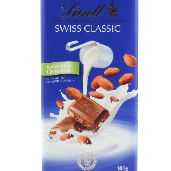 Lindt Swiss Classic Milk Chocolate Almond 100 g