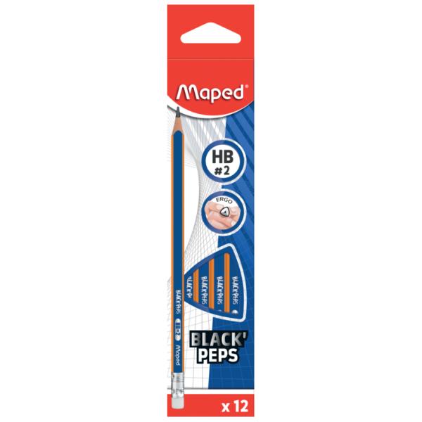 Black Peps Navy 12x HB Pencil +Eraser Bx