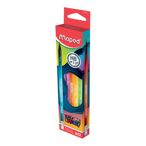 Black Peps Energy HB Pencil+ER Bx=12pcs