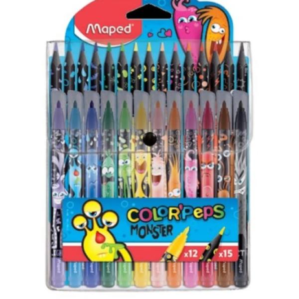 Monster Combo 15ColPencils+12 FeltTip
