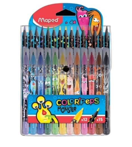 Monster Combo 15ColPencils+12 FeltTip