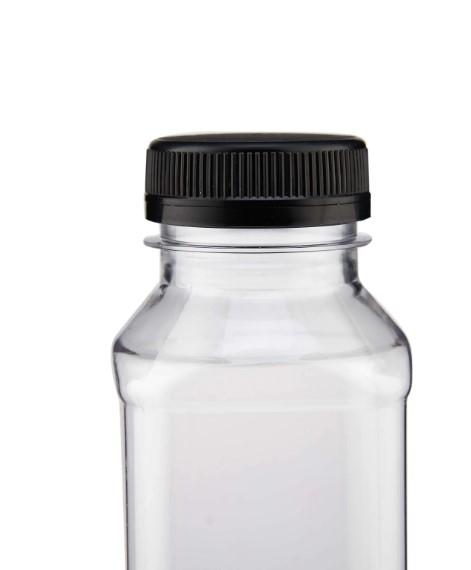 Plastic Square Bottle with Black Cap
