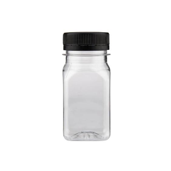 Plastic Square Bottle with Black Cap