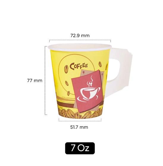 1000 Pieces 7 Oz Printed Single Wall Paper Cups with Handle