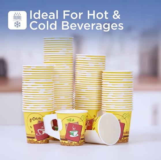 1000 Pieces 7 Oz Printed Single Wall Paper Cups with Handle