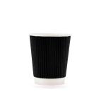 500 Pieces 8 Oz Black Ripple Paper Cups