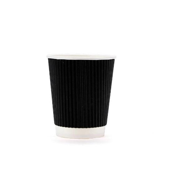 500 Pieces 8 Oz Black Ripple Paper Cups