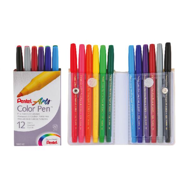 Color Pens Fibre Tip Set=12Col