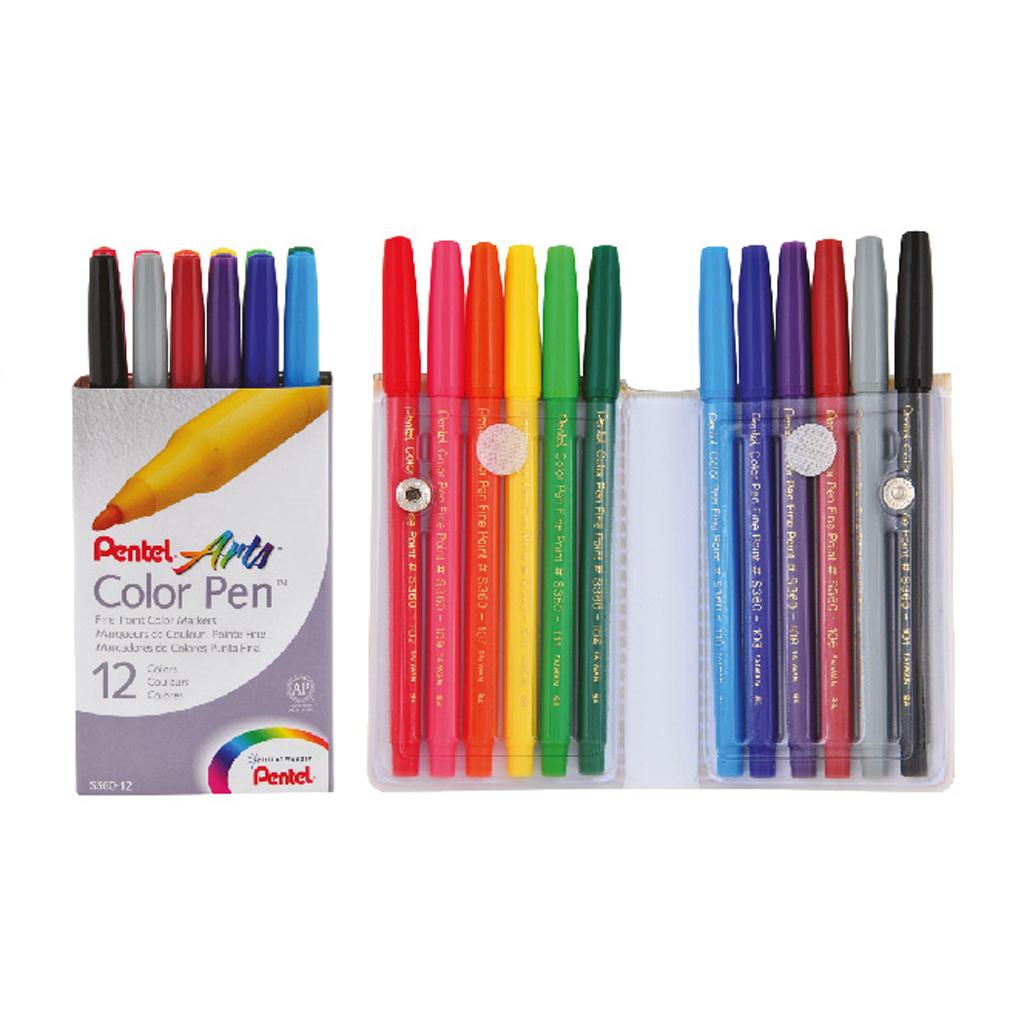 Color Pens Fibre Tip Set=12Col