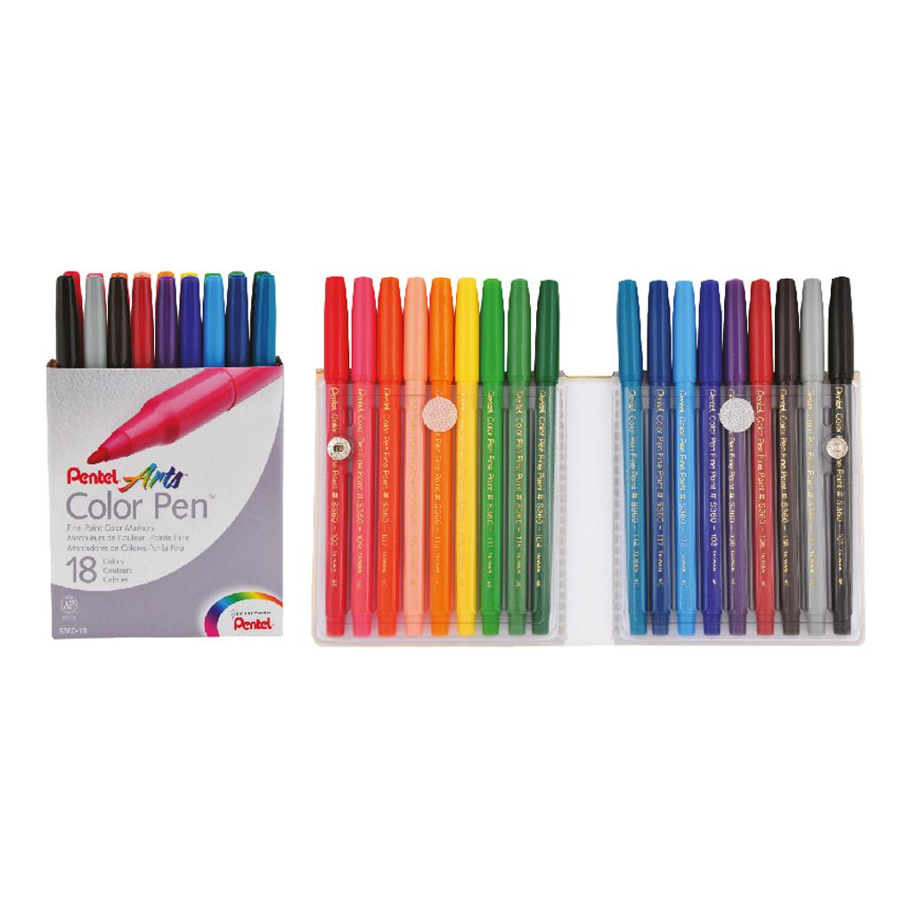 Color Pens Fibre Tip Set=18Col
