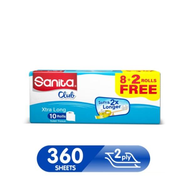 Sanita Club Toilet Tissue Plain 2ply 10 Rolls