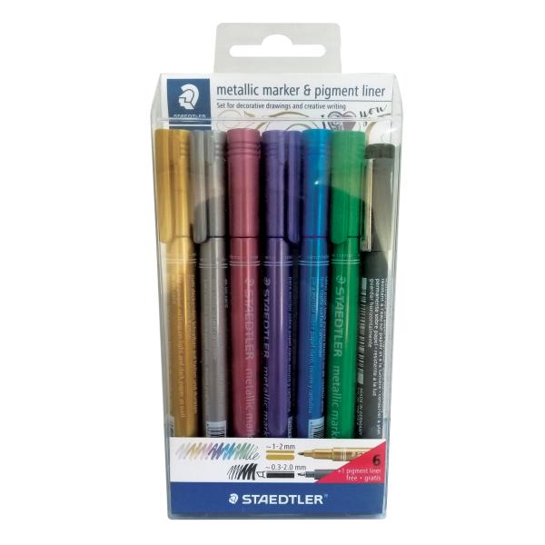Mettalic marker 6col+ 1 pigment liner